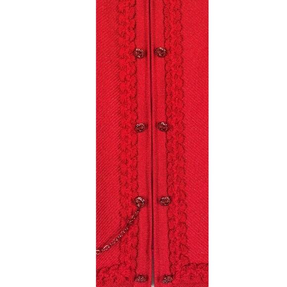 St John Women’s 10 Red Knits Wool Crochet Zip Front Designer Jacket NEW - Picture 7 of 9